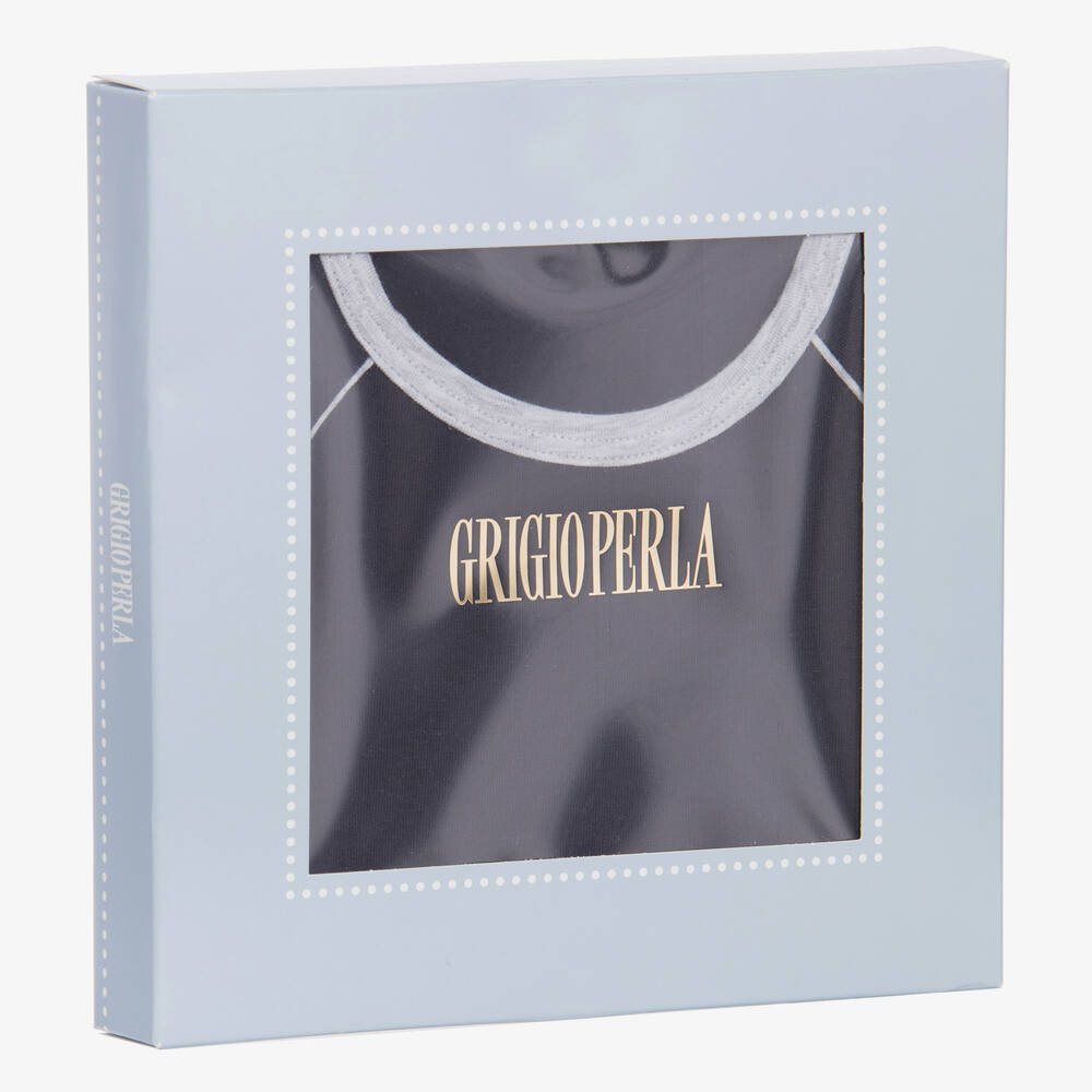 Grigio Perla-Boys Navy Blue Cotton T-Shirt | Childrensalon Outlet