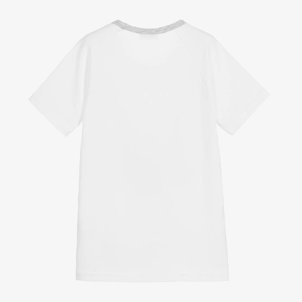 Grigio Perla-Boys White Cotton T-Shirt | Childrensalon Outlet