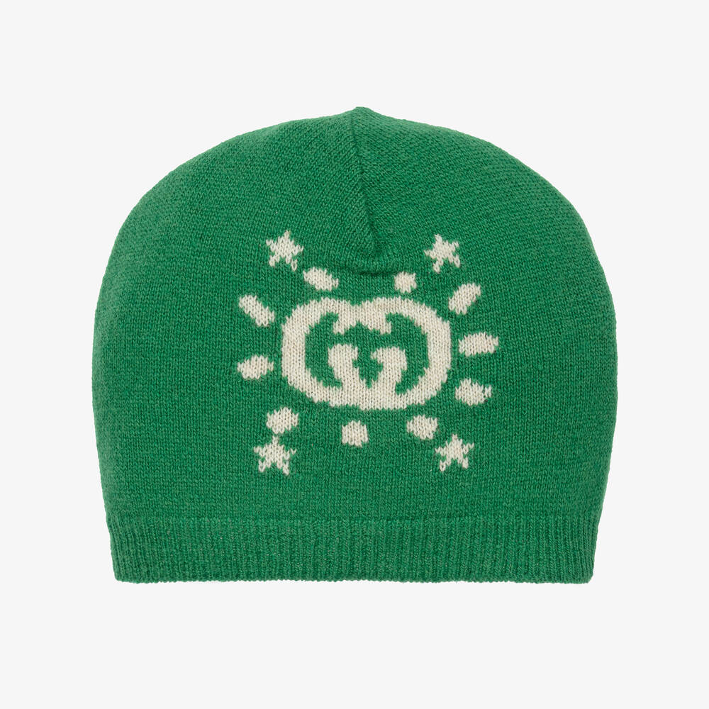 Gucci-Baby Boys Green Wool Beanie Hat | Childrensalon Outlet