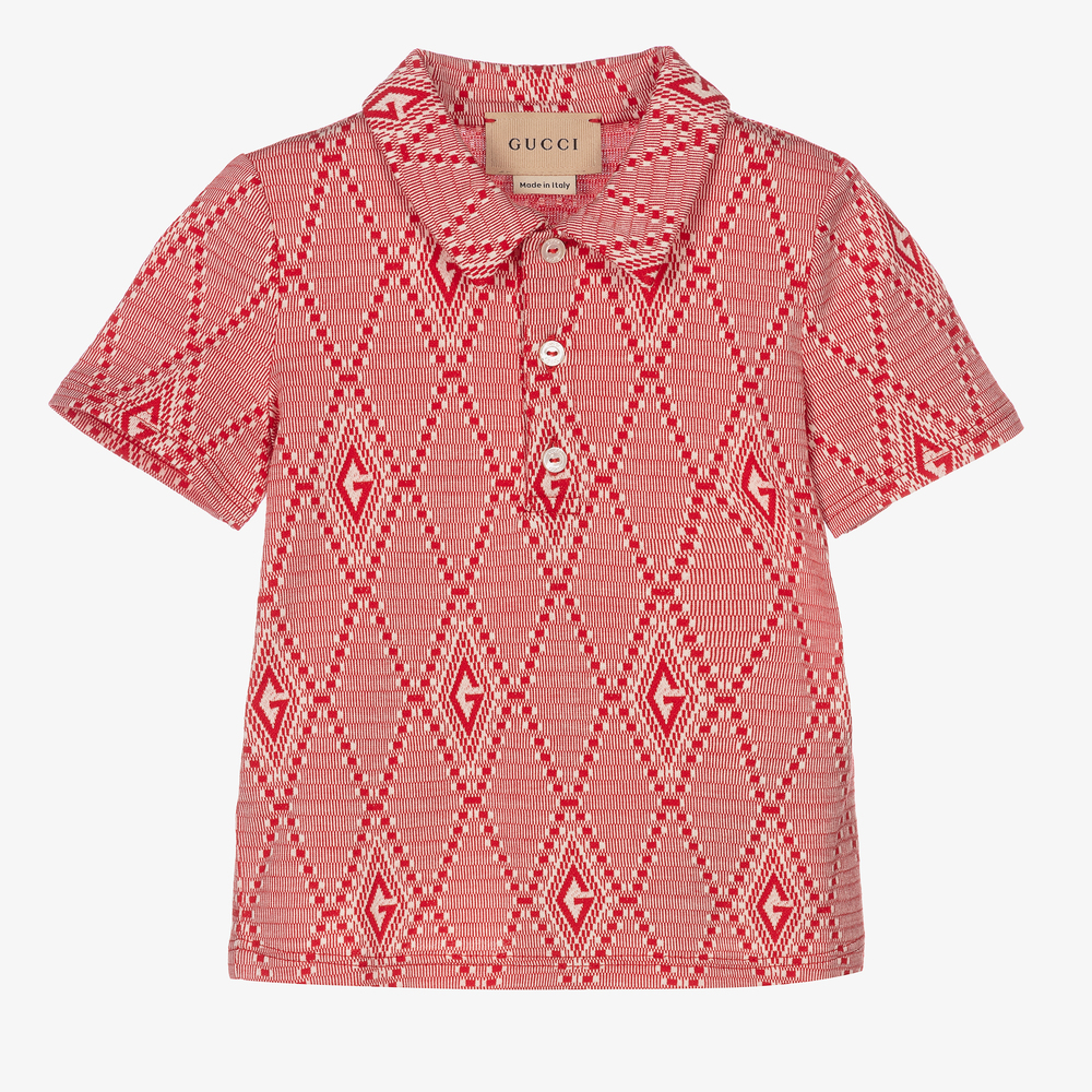 Gucci Baby Boys Red Polo Shirt Childrensalon Outlet