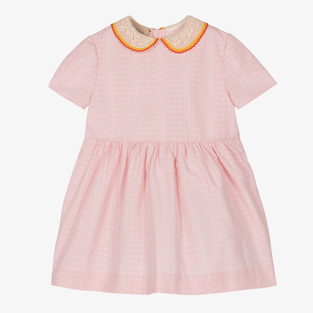 Gucci-Baby Girls Pink Cotton Dress | Childrensalon Outlet