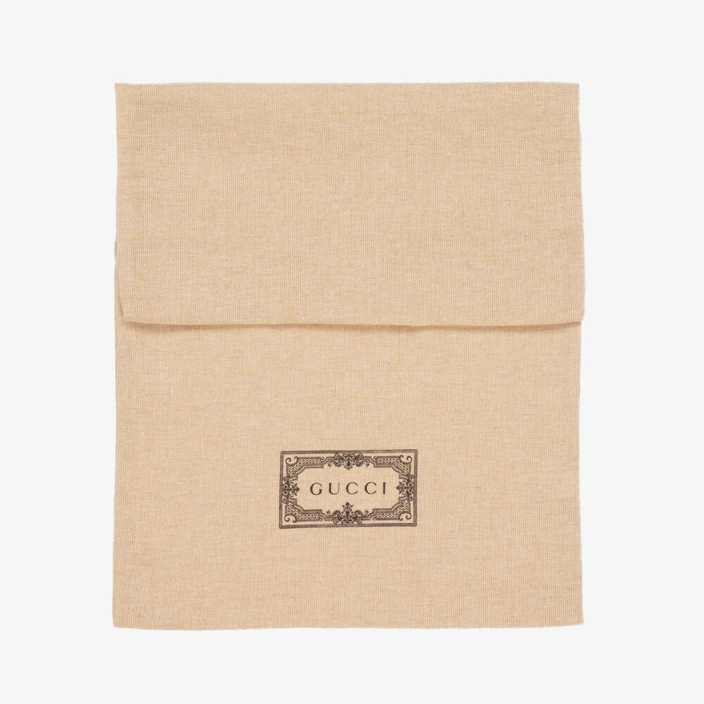 Gucci-نعال دافئة من الفرو الصناعي باللون البيج | Childrensalon Outlet