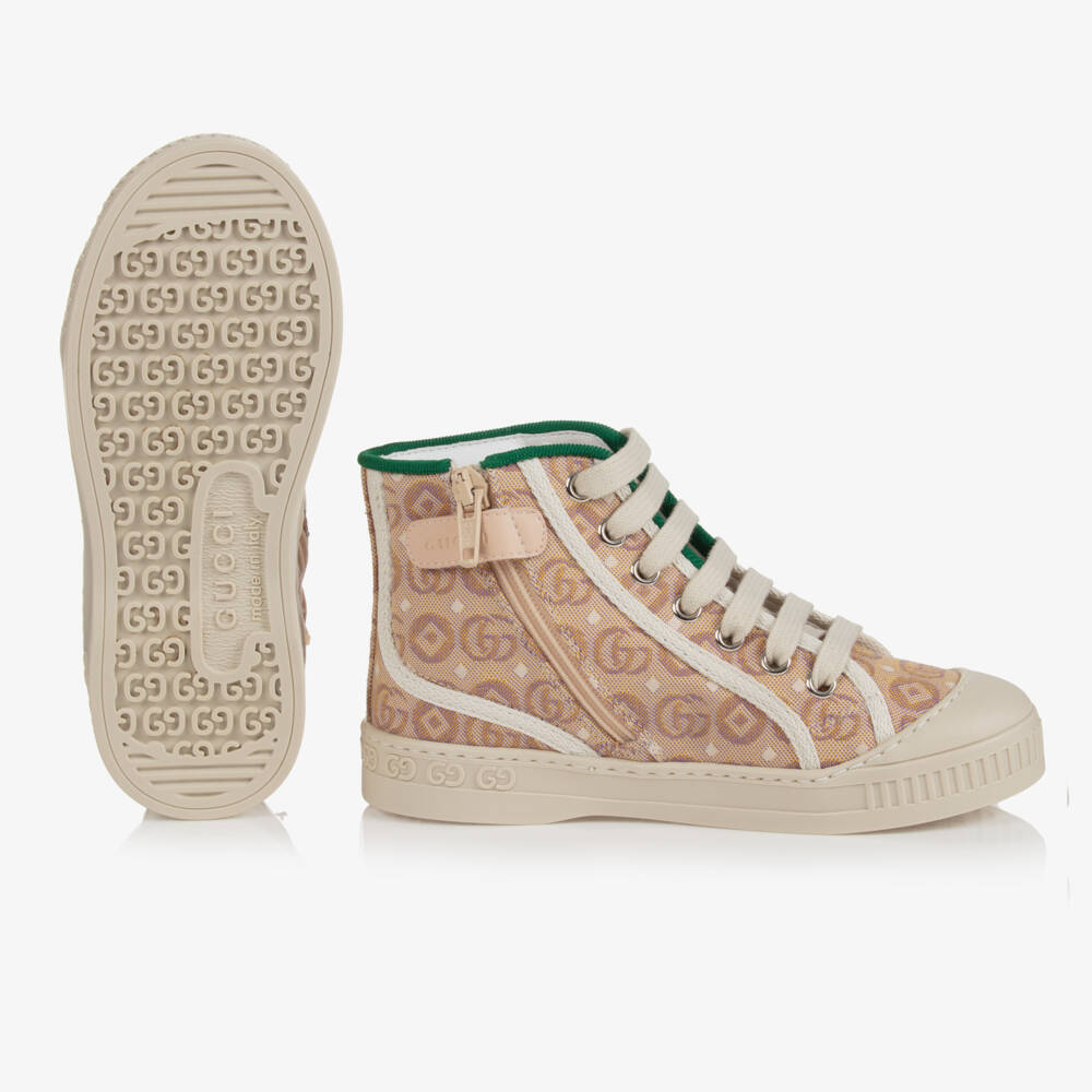 Gucci-Beige High-Top Trainers | Childrensalon Outlet