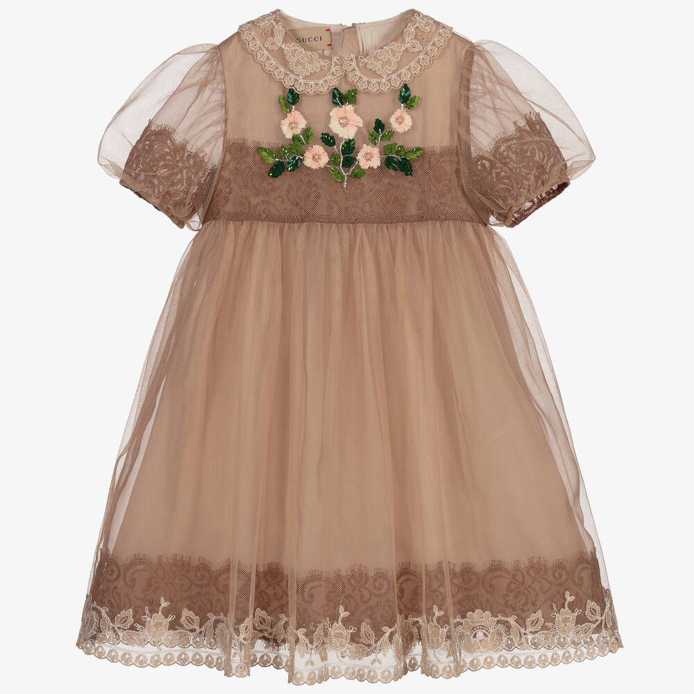 Gucci-Beige Silk Organza Dress | Childrensalon Outlet