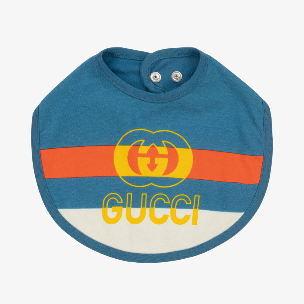 Gucci-Blue Cotton Logo Baby Bib | Childrensalon Outlet