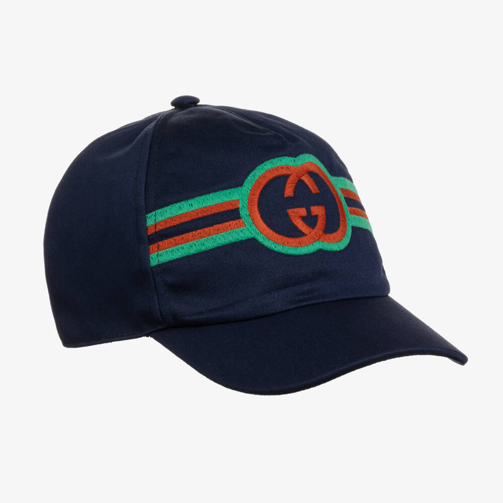 Gucci-Blue Cotton Logo Cap | Childrensalon Outlet