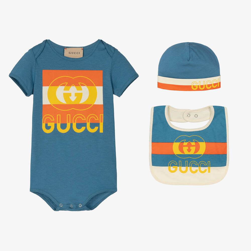 Gucci-Blue Cotton Shortie Gift Set | Childrensalon Outlet