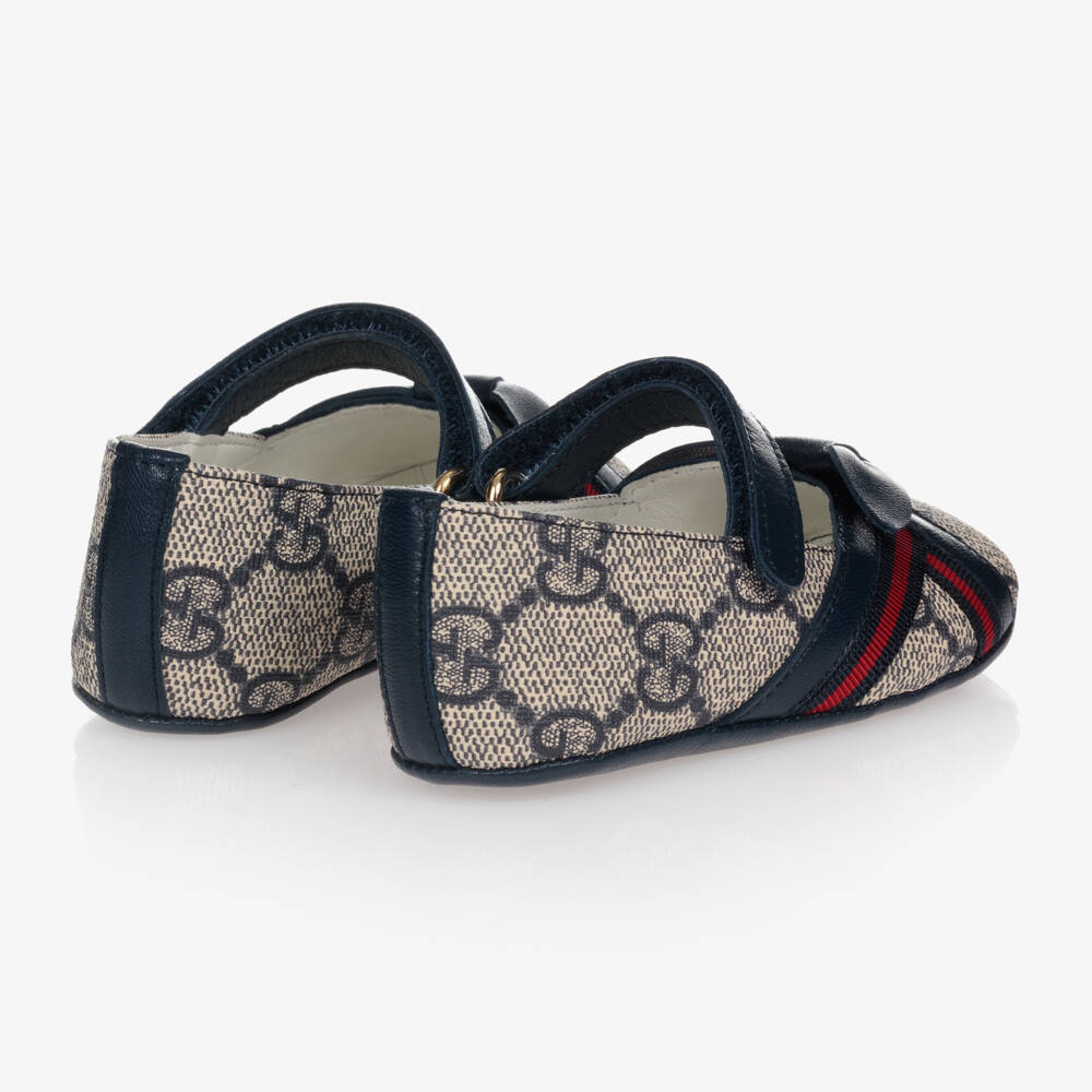 Gucci-Blue GG Ballerina Baby Pumps | Childrensalon Outlet