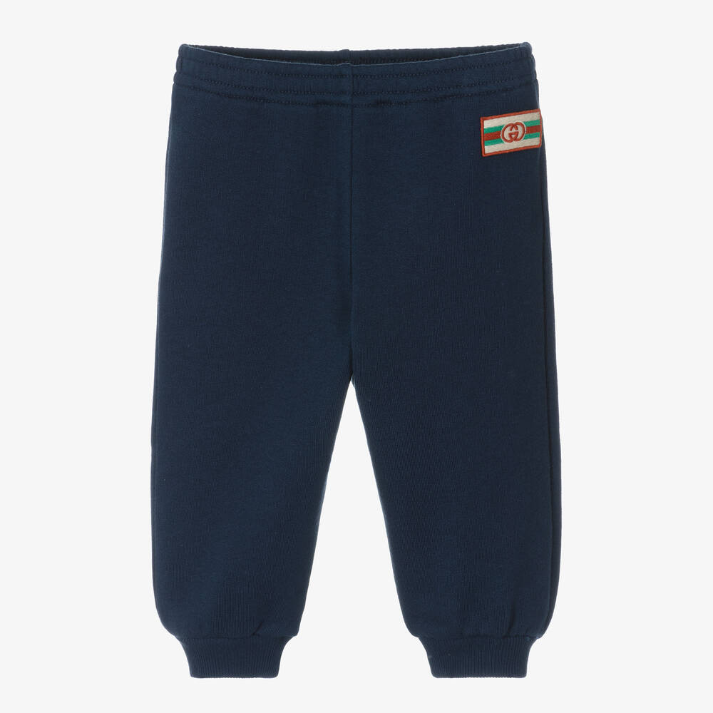 Gucci-Blue Interlocking G Cotton Baby Joggers | Childrensalon Outlet