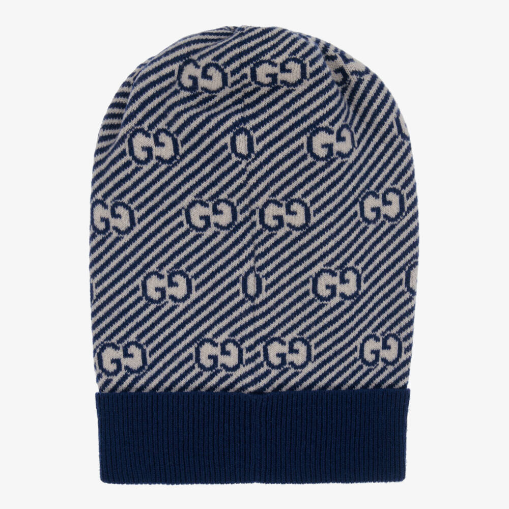 Gucci-Blue & Ivory GG Wool Hat | Childrensalon Outlet