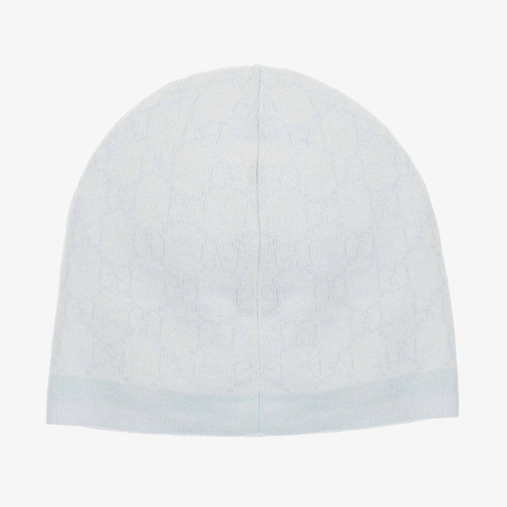 Gucci-Blue & Ivory Wool GG Baby Hat | Childrensalon Outlet