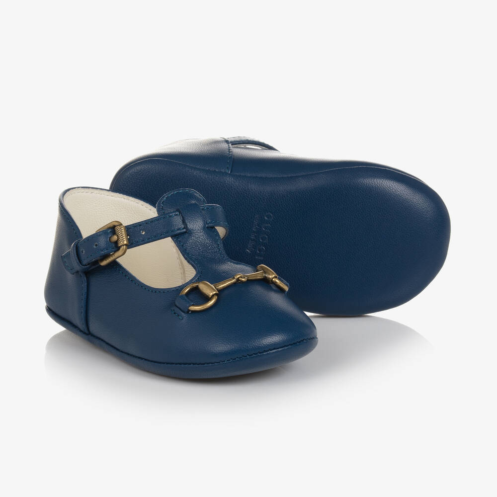 Gucci-Blue Leather Pre-Walker Baby Shoes | Childrensalon Outlet