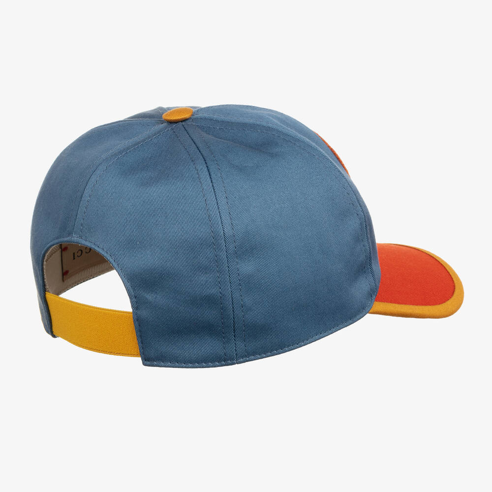 Gucci-Blue & Orange Cotton Canvas Cap | Childrensalon Outlet