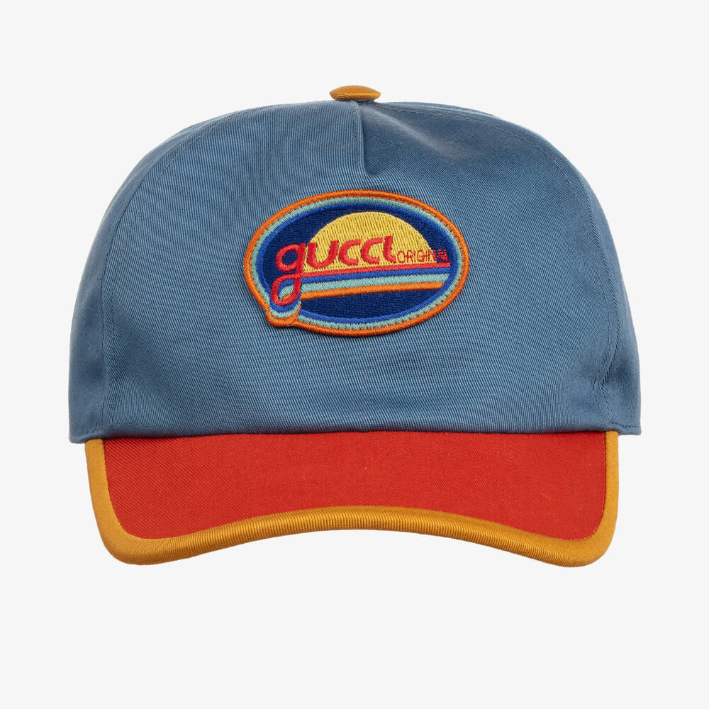 Gucci-Blue & Orange Cotton Canvas Cap | Childrensalon Outlet