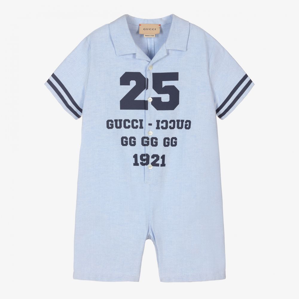 Gucci-Blue Oxford Cotton Shortie | Childrensalon Outlet
