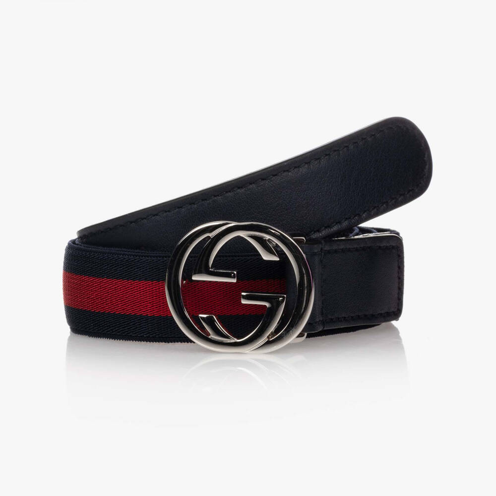 Gucci-Blue & Red Web GG Belt | Childrensalon Outlet