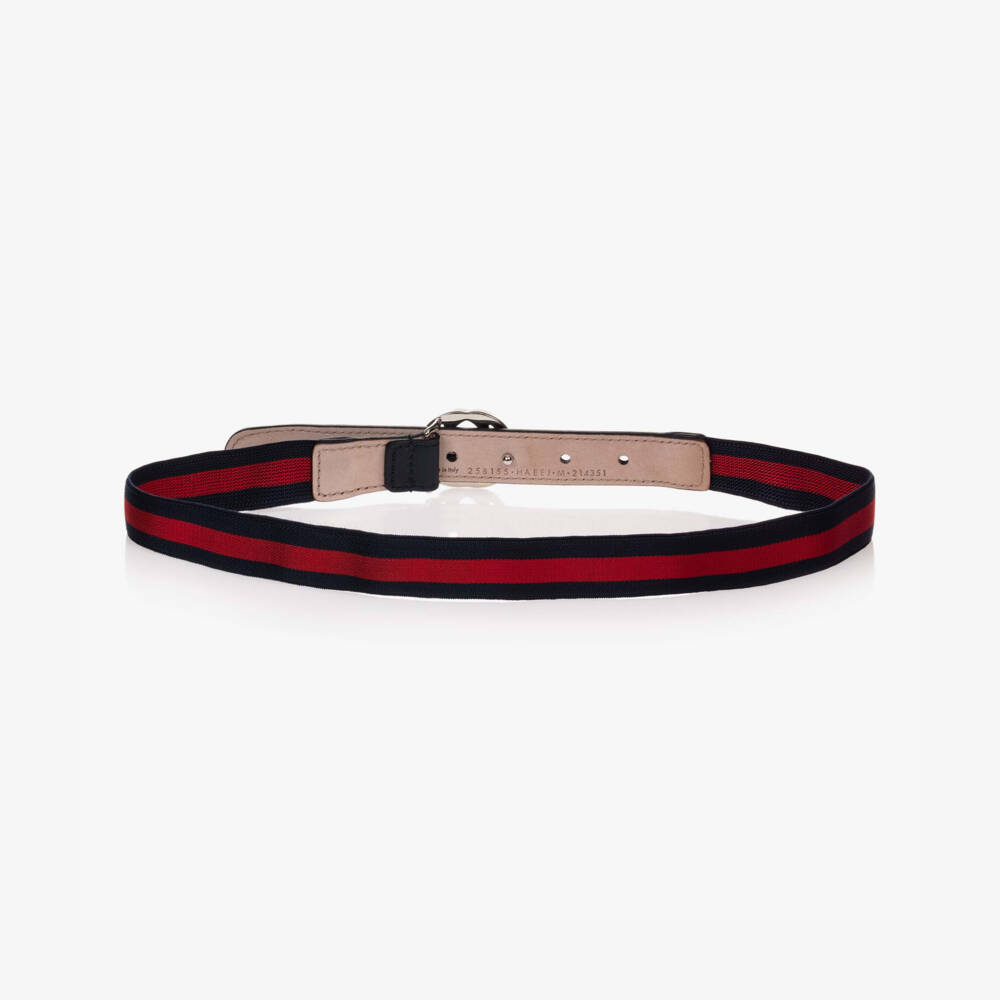 Gucci-Blue & Red Web GG Belt | Childrensalon Outlet