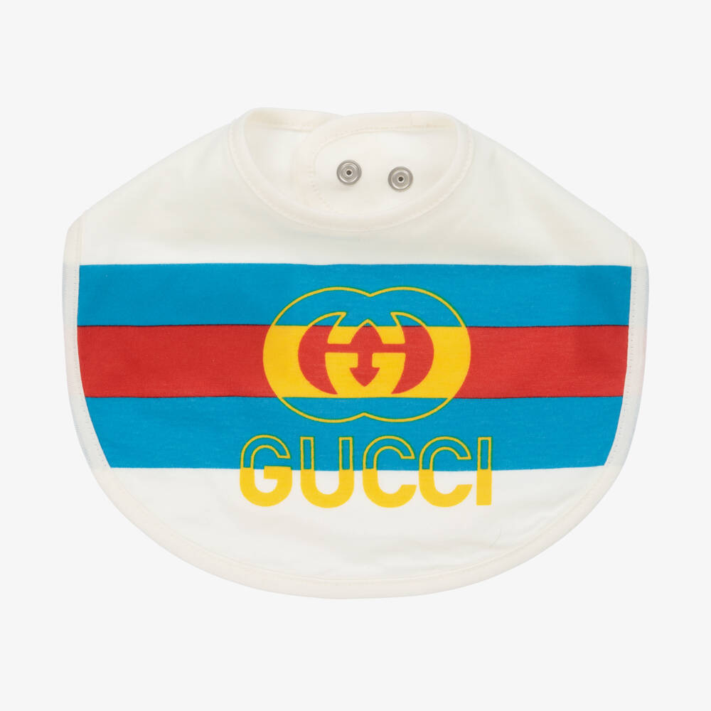 Gucci-Blue & White Cotton Baby Bib | Childrensalon Outlet