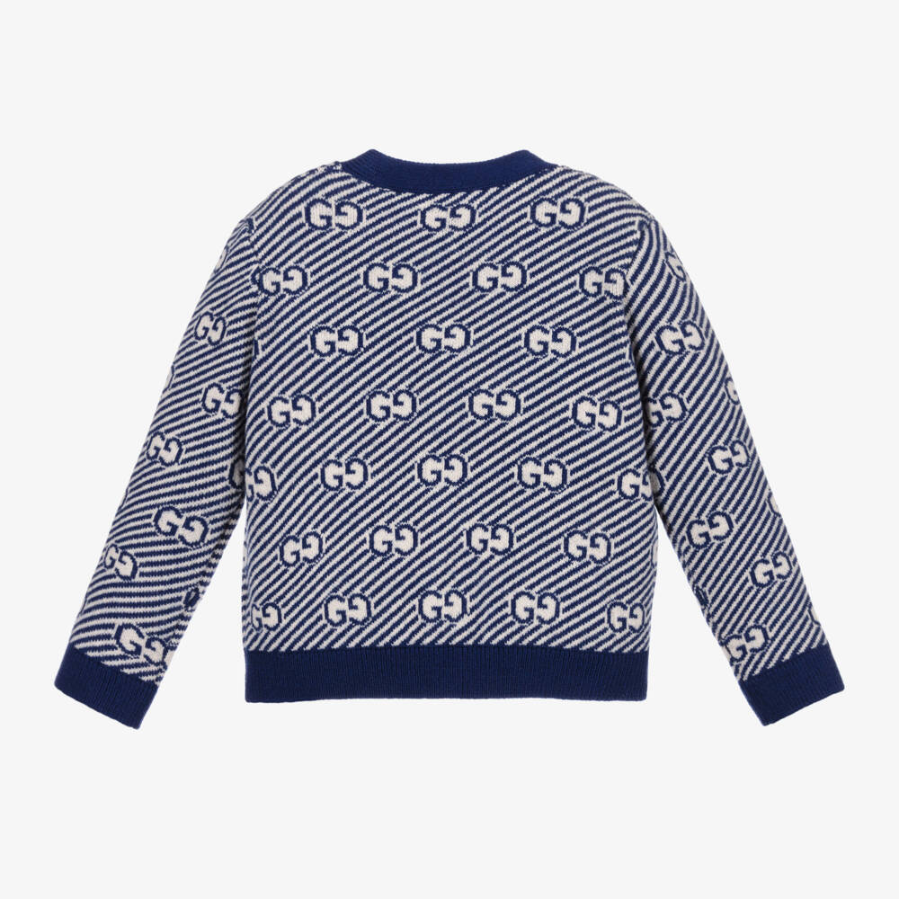Gucci-Blue Wool GG Baby Cardigan | Childrensalon Outlet