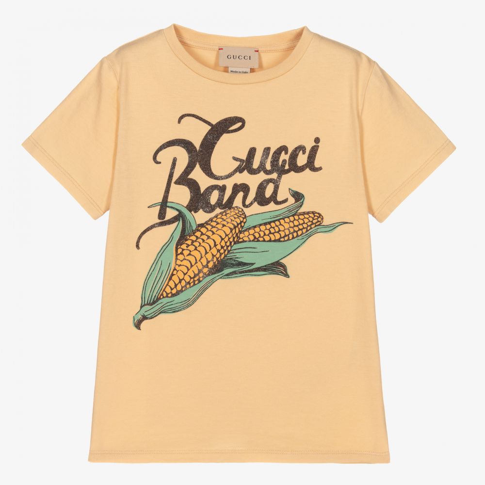 Gucci-Boys Beige Corn Logo T-Shirt | Childrensalon Outlet