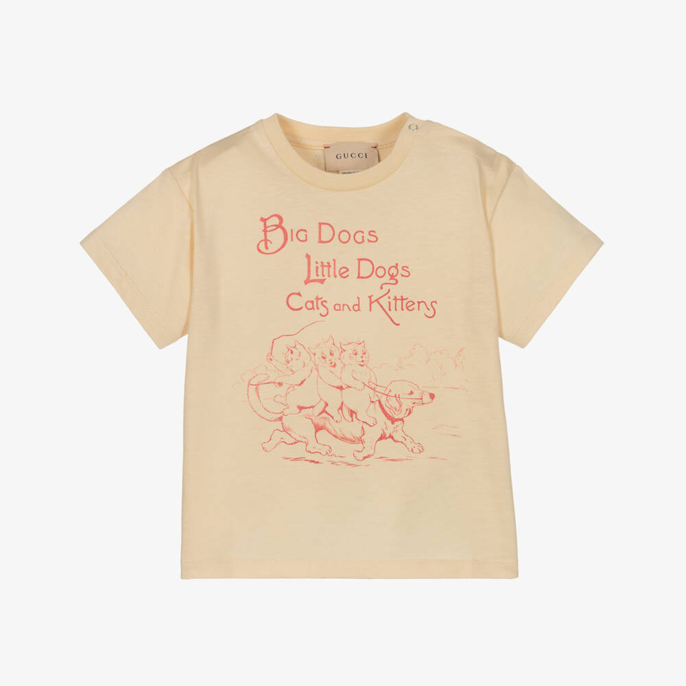 Gucci-Boys Beige Cotton T-Shirt | Childrensalon Outlet