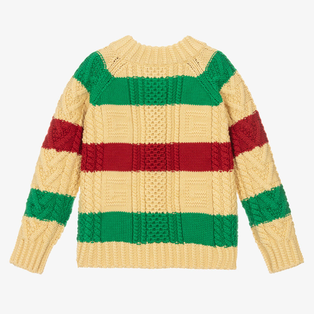 Gucci-Бежевый шерстяной свитер в полоску для мальчиков | Childrensalon Outlet