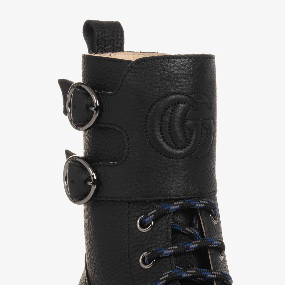 Gucci-Boys Black Leather Buckle Boots | Childrensalon Outlet