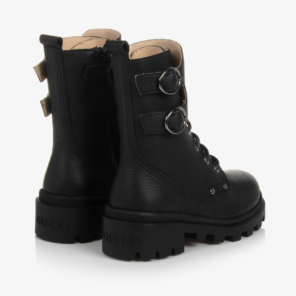 Gucci-Boys Black Leather Buckle Boots | Childrensalon Outlet