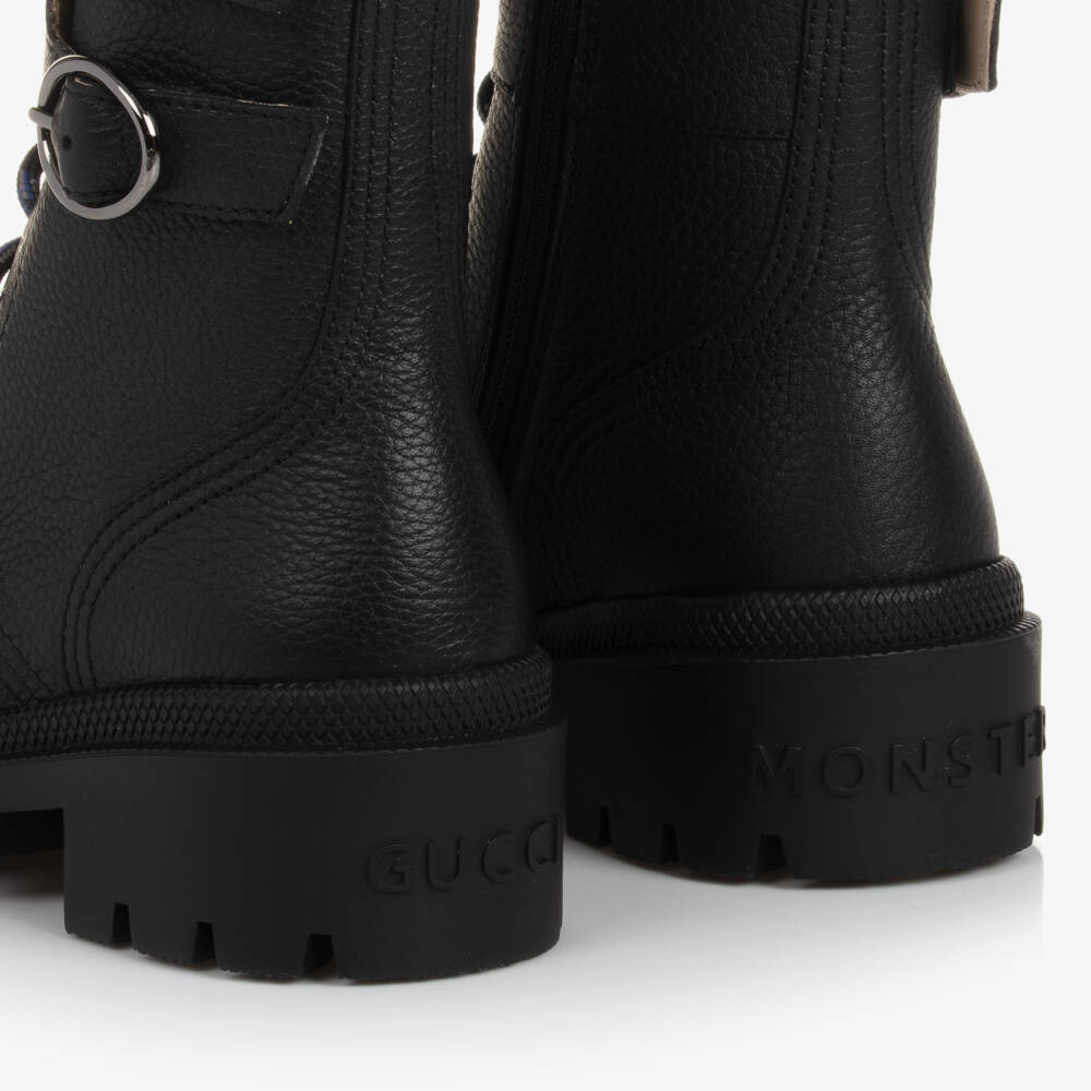 Gucci-Boys Black Leather Buckle Boots | Childrensalon Outlet