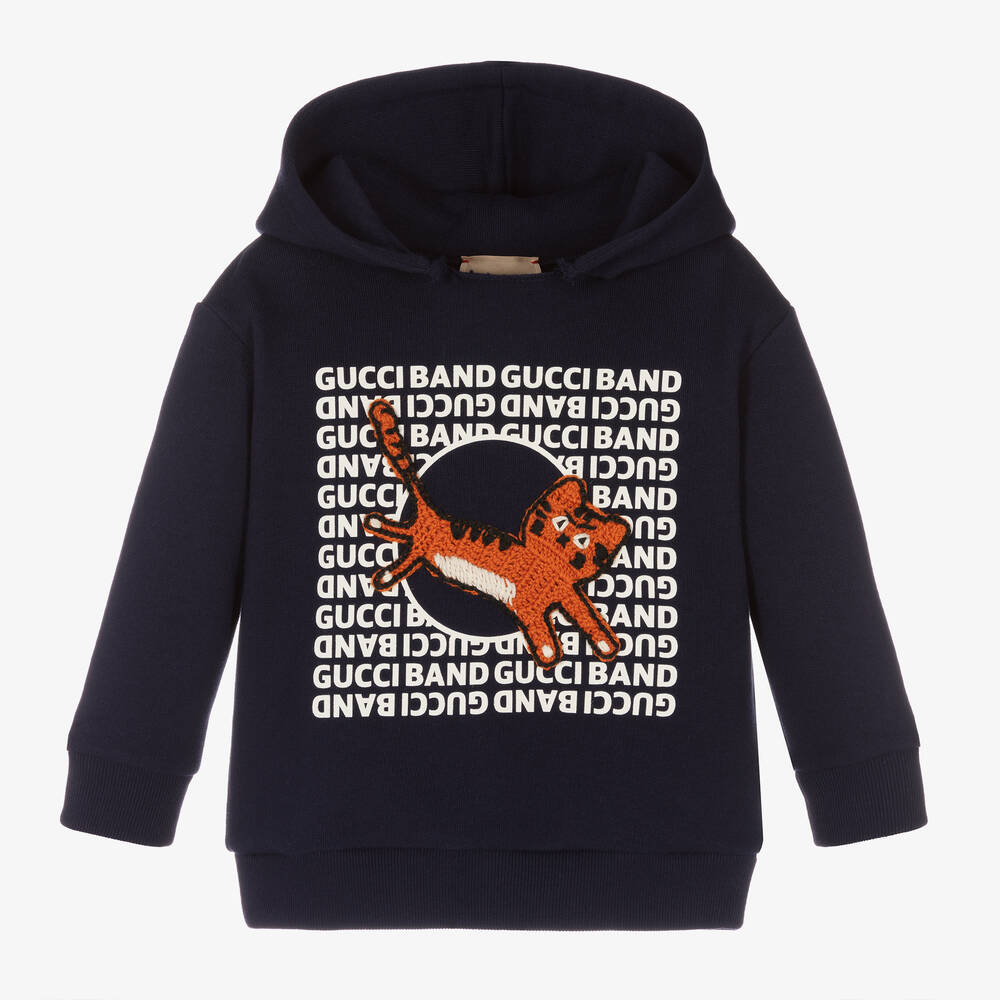 Gucci-Boys Blue Cat Logo Hoodie | Childrensalon Outlet