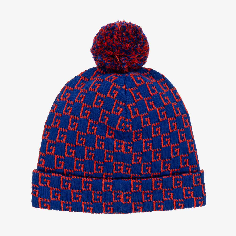 Gucci-Boys Blue Cotton Logo Beanie | Childrensalon Outlet