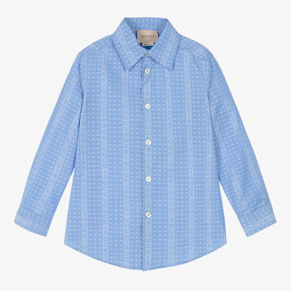 Gucci-Boys Blue Cotton Star Shirt | Childrensalon Outlet