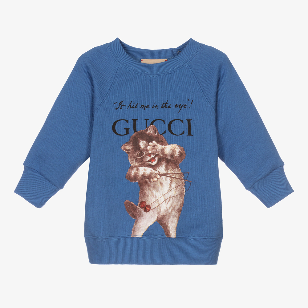 Gucci-Boys Blue Cotton Sweatshirt | Childrensalon Outlet