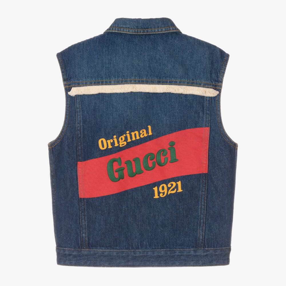 Gucci-Boys Blue Denim Logo Vest | Childrensalon Outlet