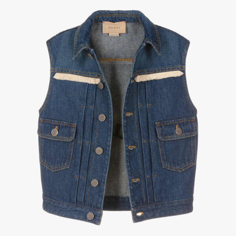 Gucci-Boys Blue Denim Logo Vest | Childrensalon Outlet