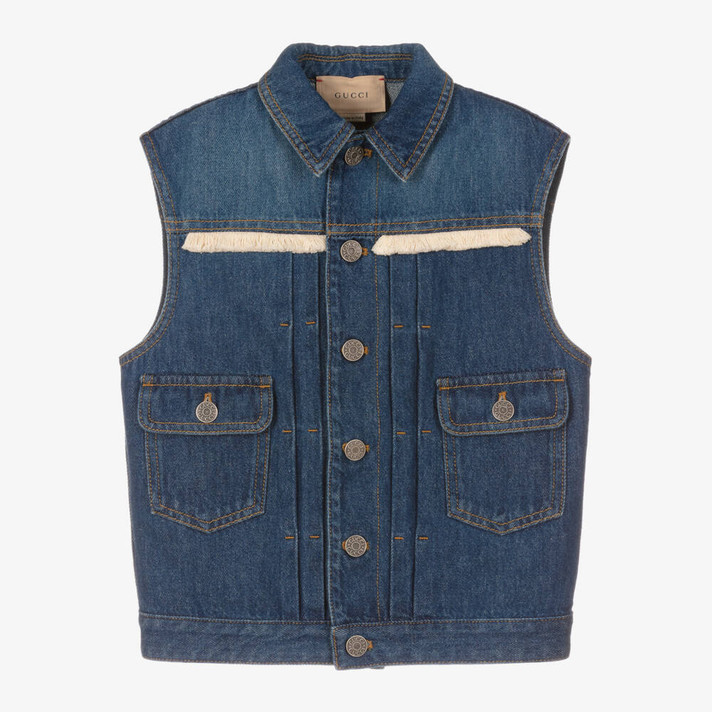 Gucci-Boys Blue Denim Logo Vest | Childrensalon Outlet