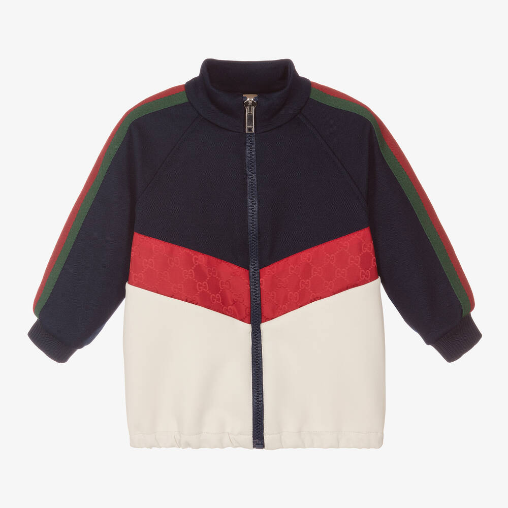 Gucci-Boys Blue & Ivory Zip-Up Top | Childrensalon Outlet