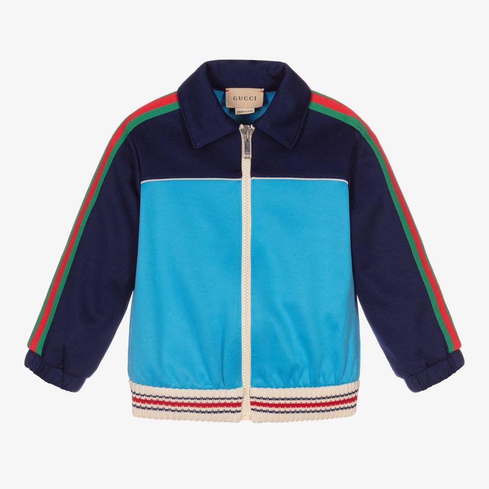 Gucci-Boys Blue Jersey Zip-Up Top | Childrensalon Outlet