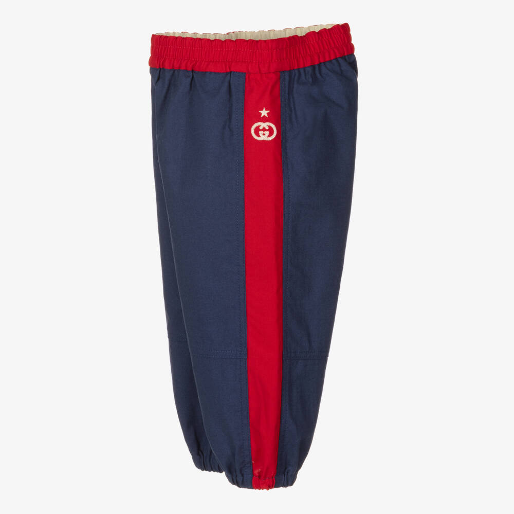 Gucci-Boys Blue & Red Interlocking G Joggers | Childrensalon Outlet