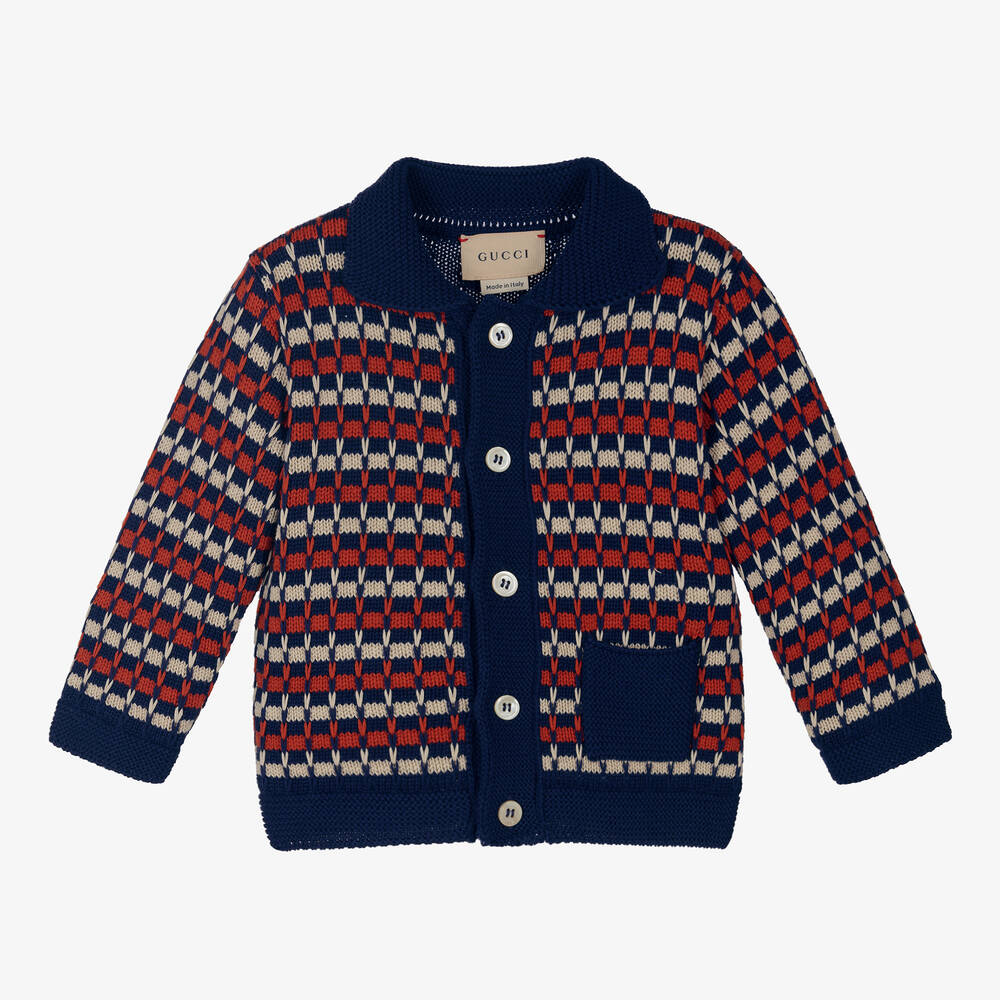 Gucci-Boys Blue Stripe Cotton Knit Cardigan | Childrensalon Outlet