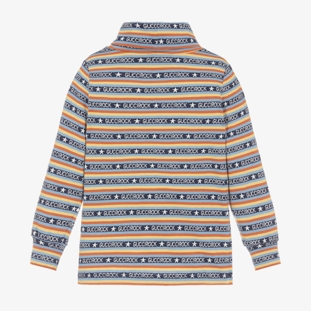 Gucci-Boys Blue Striped Cotton Turtleneck | Childrensalon Outlet