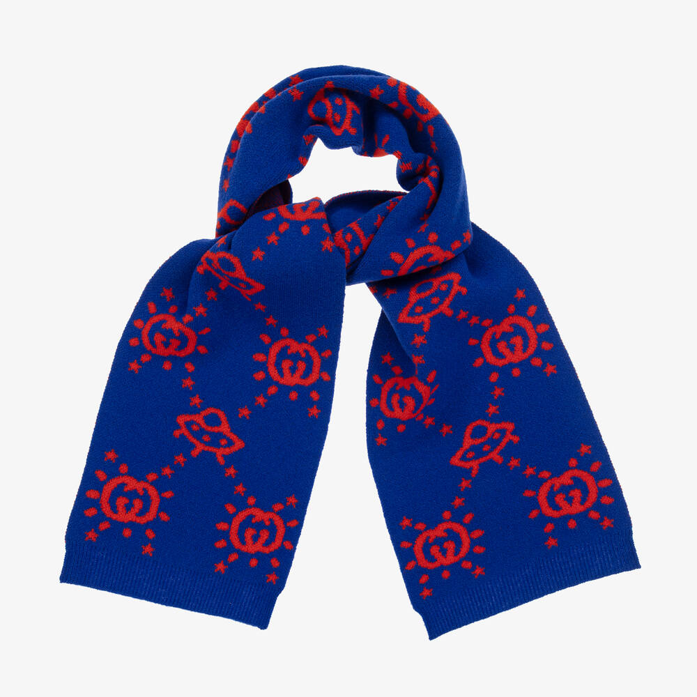 Gucci-Boys Blue UFO Knitted Wool Scarf (145cm) | Childrensalon Outlet