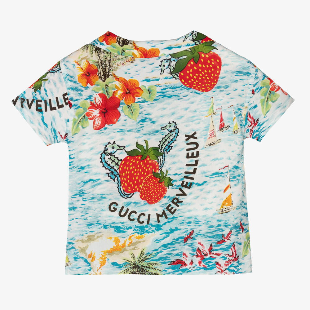 Gucci-Голубая рубашка из вискозы для малышей | Childrensalon Outlet