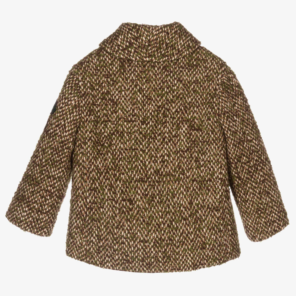 Gucci-Boys Brown & Green Wool Coat | Childrensalon Outlet