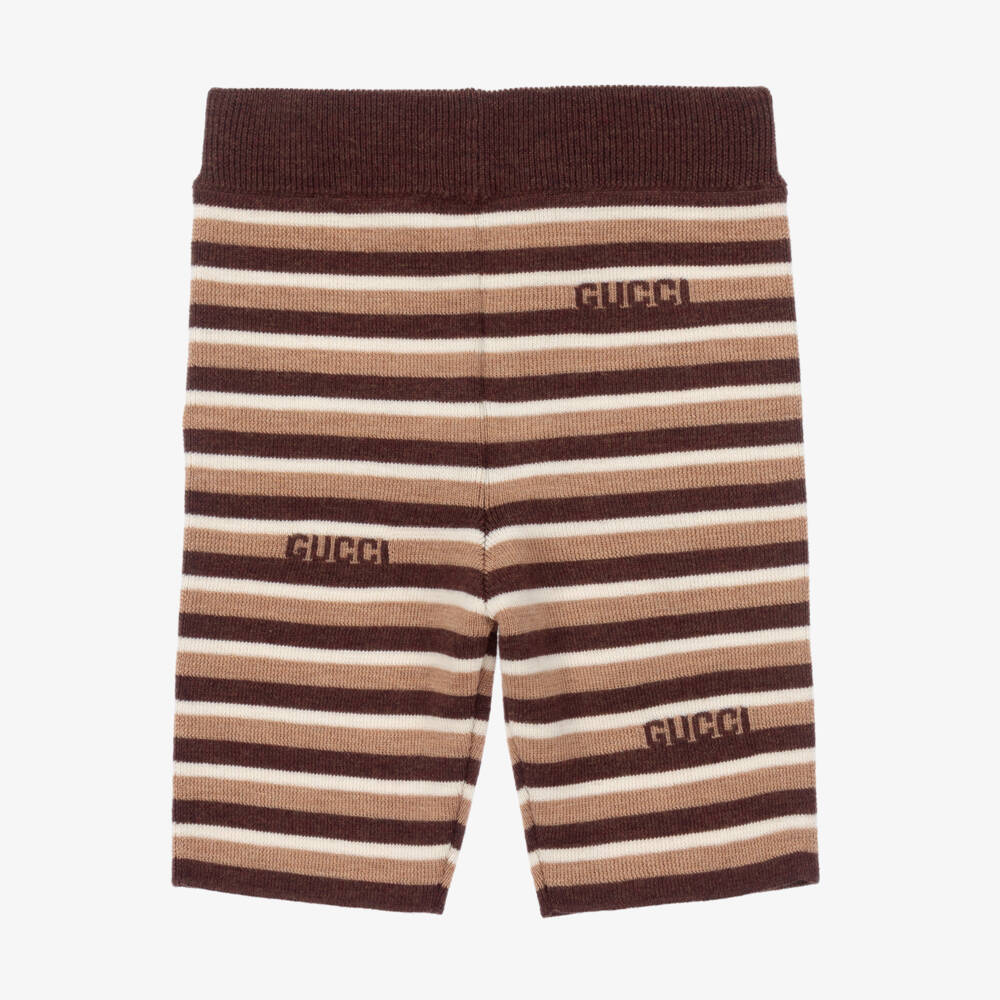 Gucci-Boys Brown Striped Wool Shorts | Childrensalon Outlet