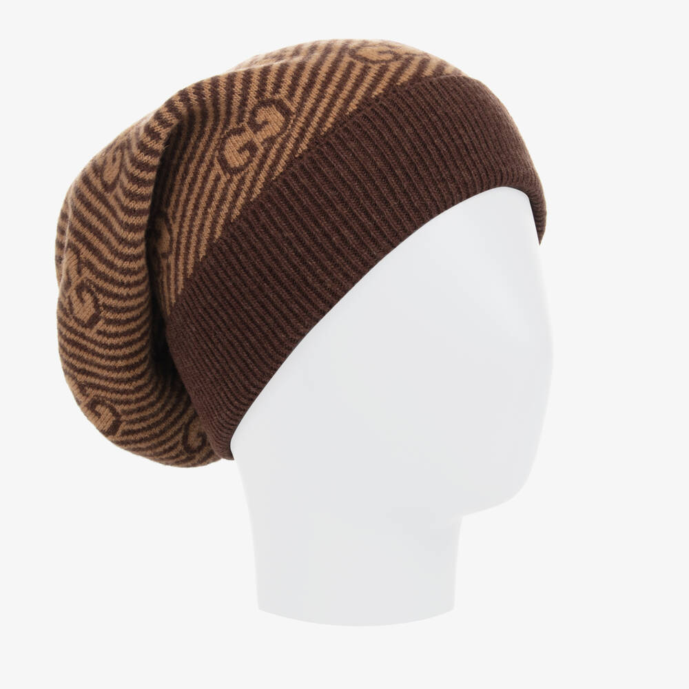 Gucci-Boys Brown Wool Logo Beanie | Childrensalon Outlet
