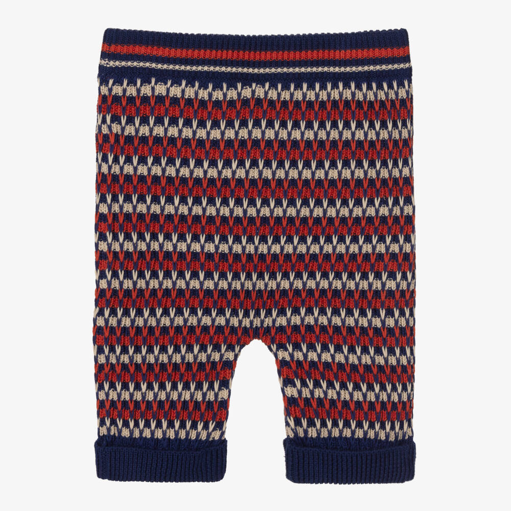 Gucci-بنطلون أطفال ولادي قطن محبوك لون كحلي وأحمر | Childrensalon Outlet