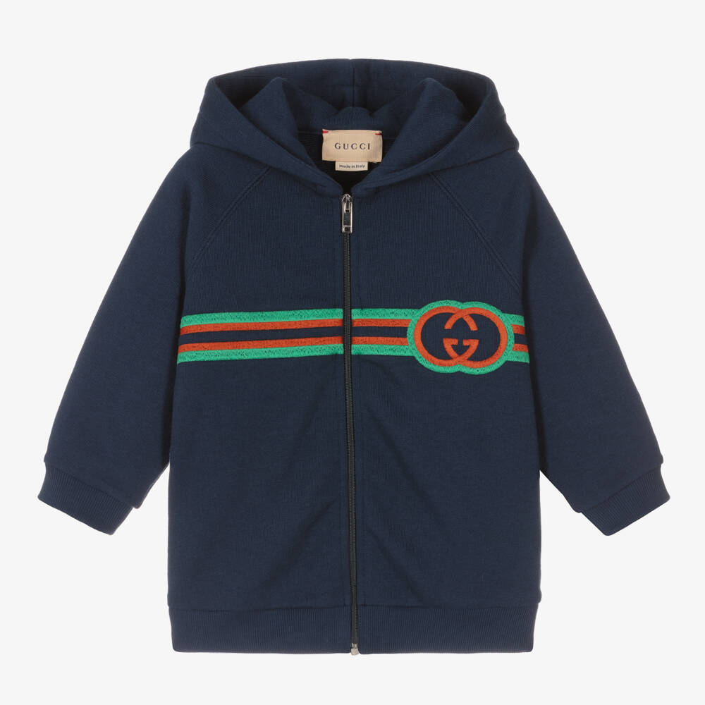 Gucci-Boys Cotton Navy Zip Hoodie | Childrensalon Outlet