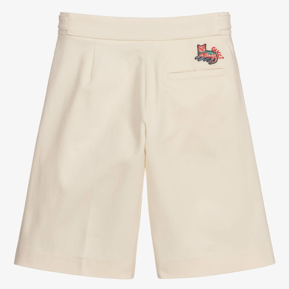 Gucci-Boys Cream Gabardine Bermudas | Childrensalon Outlet