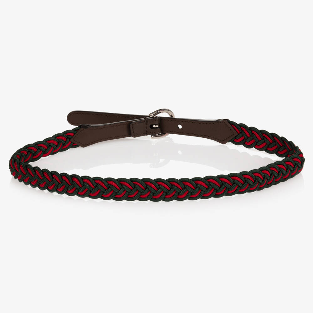 Gucci-حزام ويب لون أخضر وأحمر وبني | Childrensalon Outlet